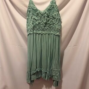 Green Lace Mini Dress